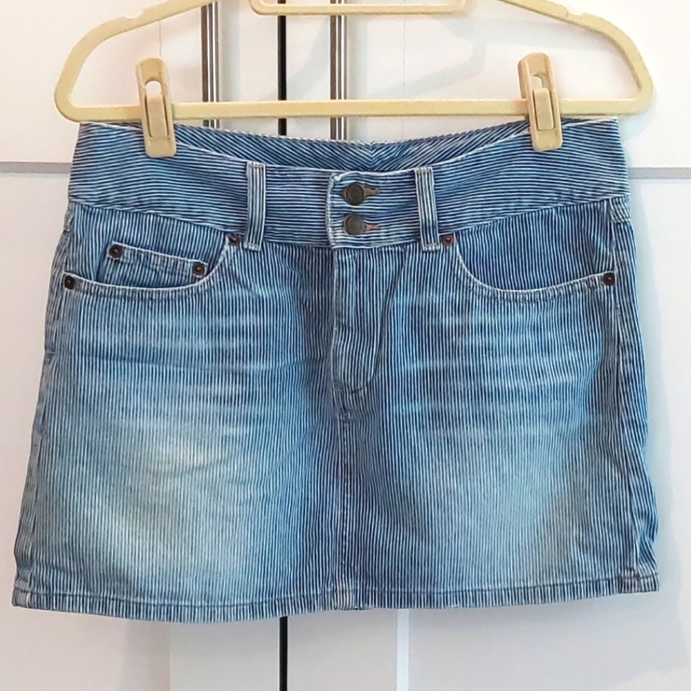 American Eagle Denim Striped Mini Skirt